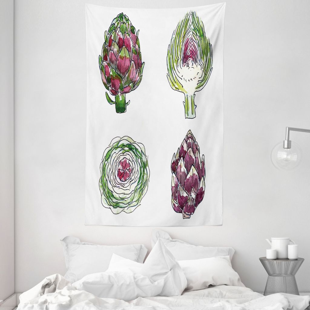 ABAKUHAUS Artischocke Wandteppich und Tagesdecke, Gemüse-Diät-Lebensmittel aus Weiches Mikrofaser Stoff Waschbar ohne Verblassen Digitaldruck, 14...