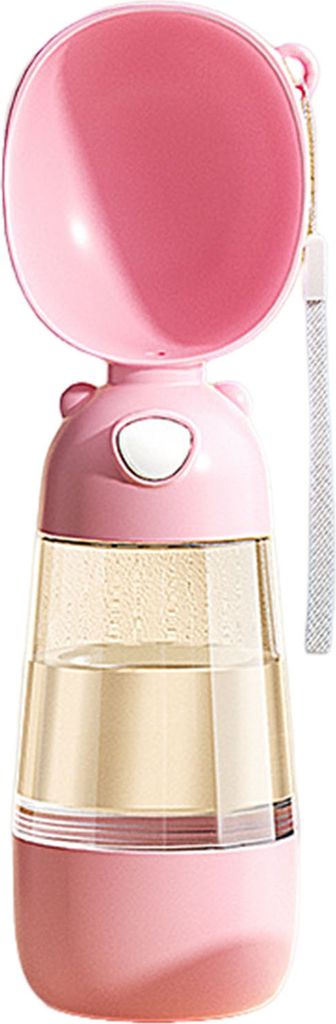 Tragbare Hundewasserflasche, 400 ml, Reise-Wassernapf für Hunde mit 200 ml Futterbehälter, auslaufsicherer Wasserspender für Welpen, für Spazie...