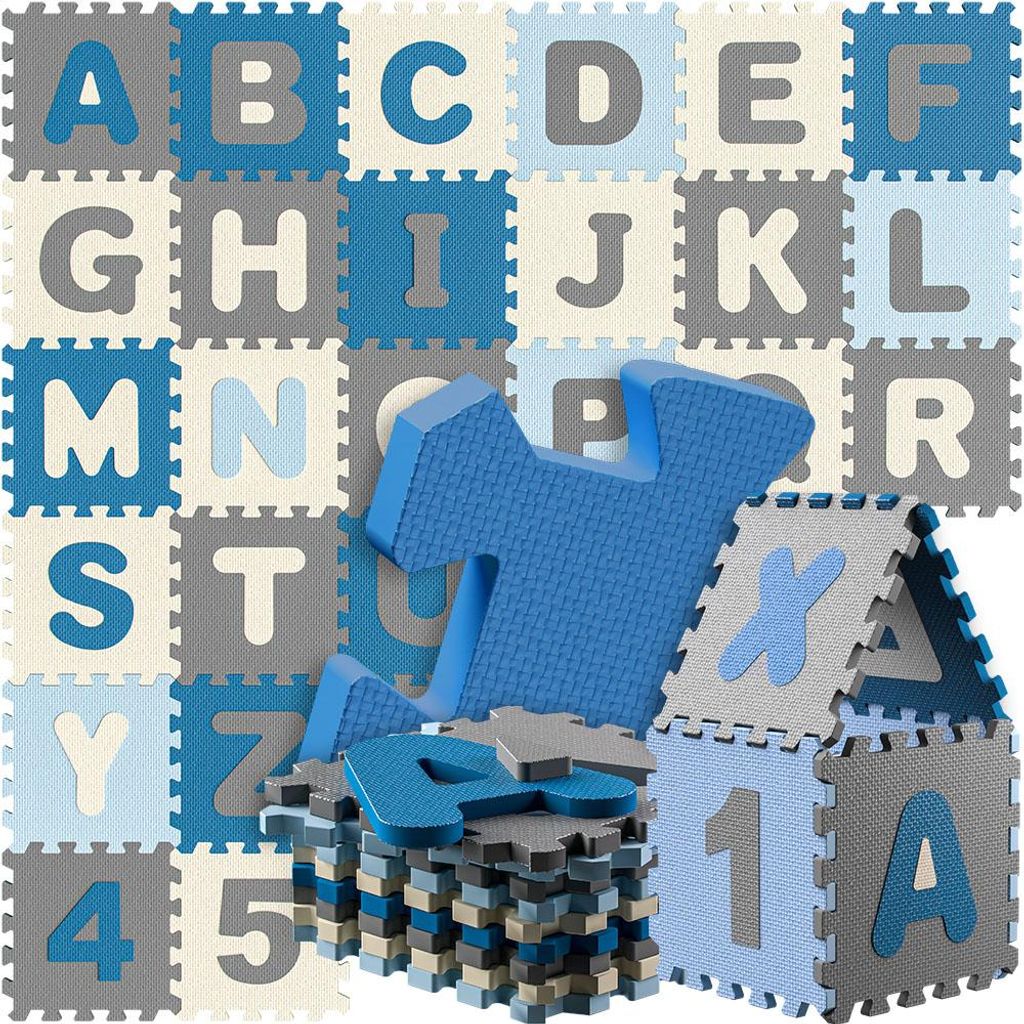 Spielwerk® 86-teilige Puzzlematte Baby Blau 3,3m² Produktbild 