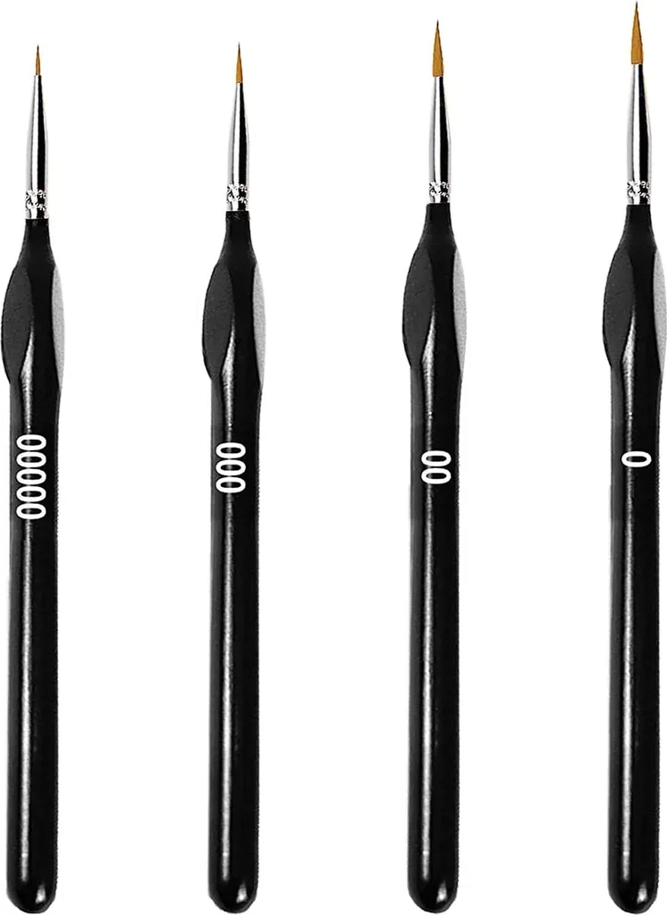 Pinceaux fins de détail ergonomiques pack de 4 pour une précision totale