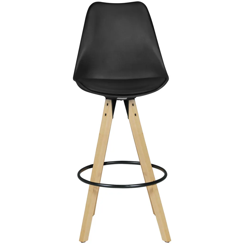 Chaise de bar scandinave avec dossier en bois et tissu lot de 2 pièces