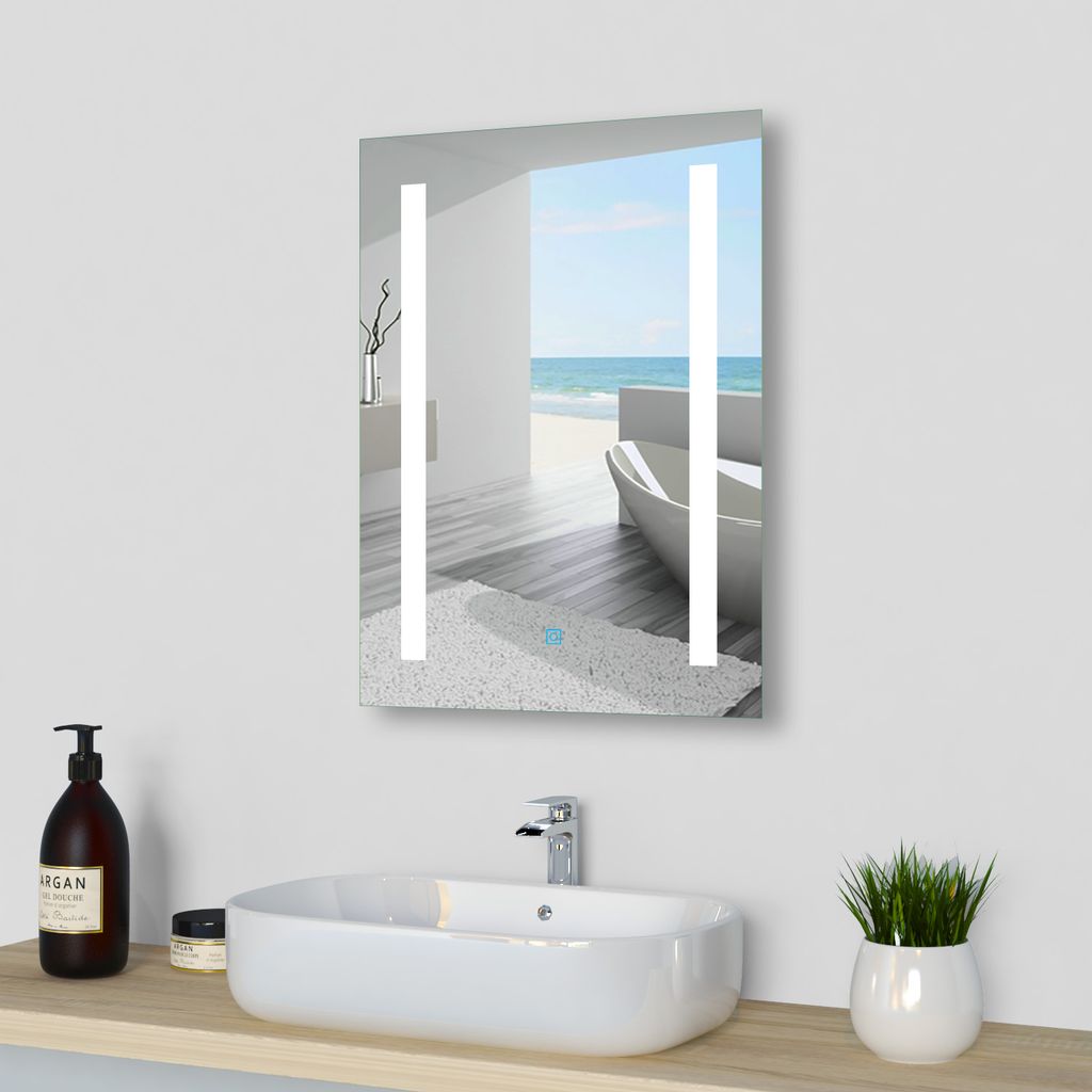 Badspiegel mit LED Beleuchtung 50x70 80x60 Badezimmerspiegel Touch Lichtspiegel 