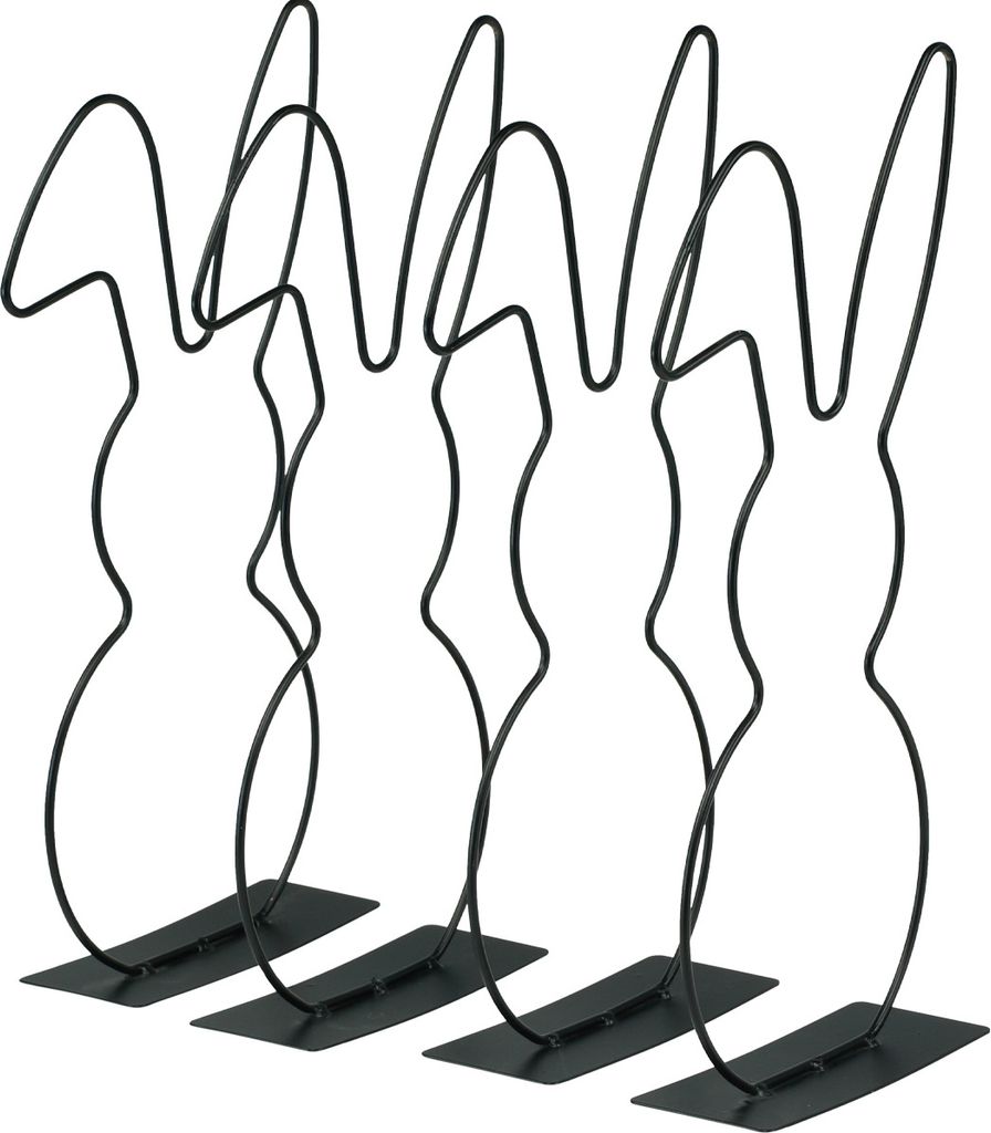 Deko Hase Schwarz Metall Aufsteller Osterdeko 30cm 4er Set, 4 Stück