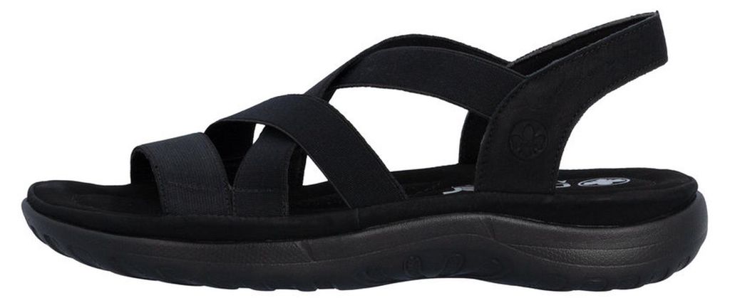 Rieker Damen Sandale sportlicher Schlupfschuh mit Gummizug Riemen 64857, Größe:42 EU, Farbe:Schwarz