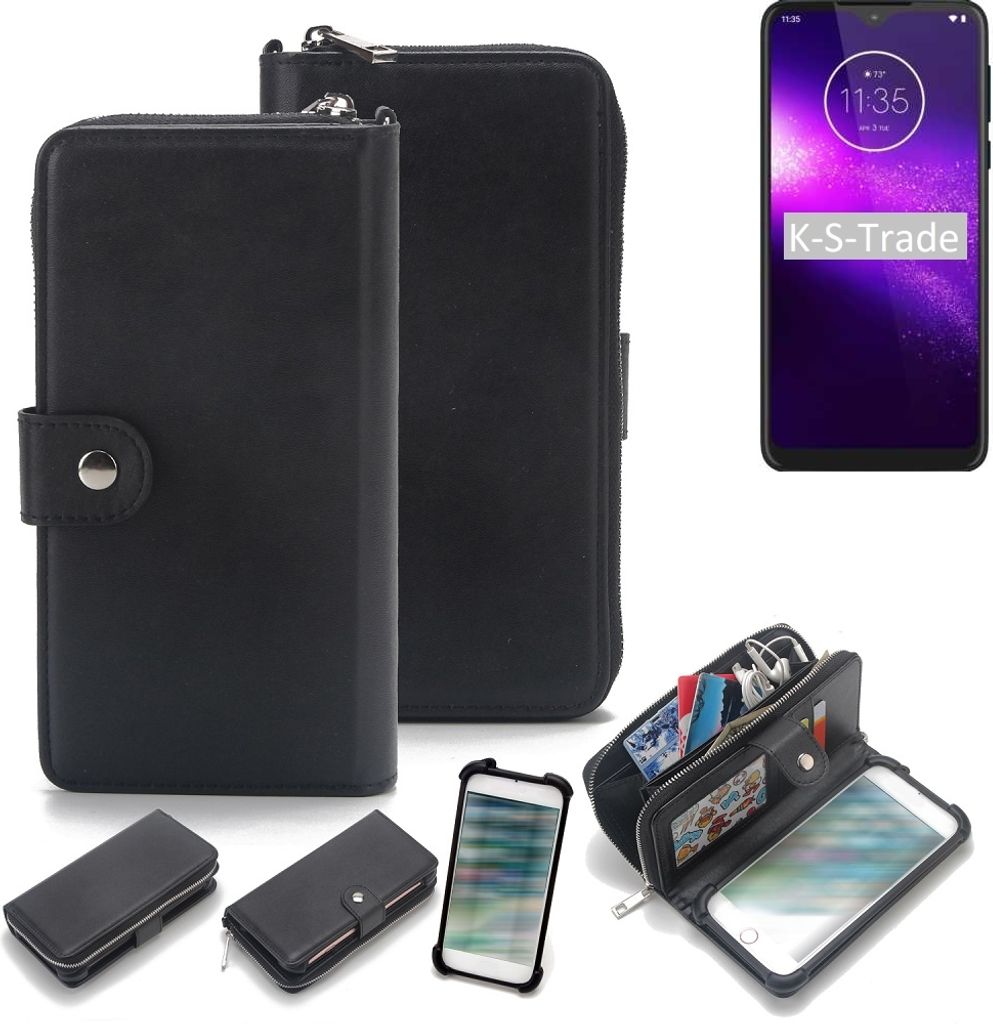 K-S-Trade 2in1 Handyhülle Schutzhülle kompatibel mit Motorola One Macro & Portemonnee Cover Handy Hülle Case Etui Geldbörse Wallet Bookstyle