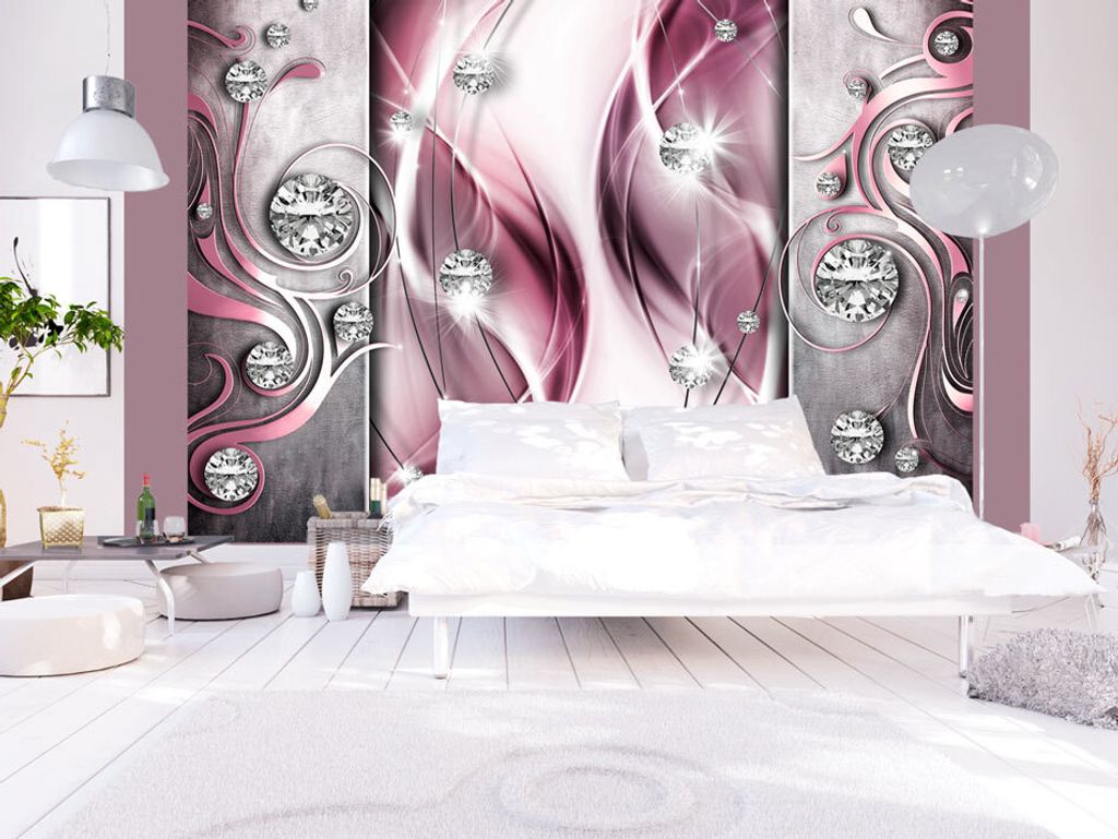 Vlies Fototapete Abstrakt 350x256 cm Tapeten Wandtapete XXL Diamant violett rosa pink a-A-0153-a-d