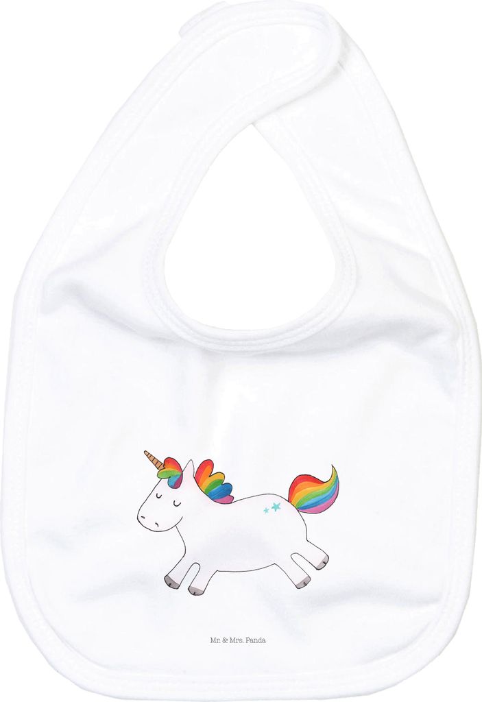 Mr. & Mrs. Panda Lätzchen Einhorn Happy - Weiß - Geschenk, Lachen, Witzig, Sabberlätzchen, Für Babys, Spaß, Unicorn, Schlabberlätzchen, Schla...