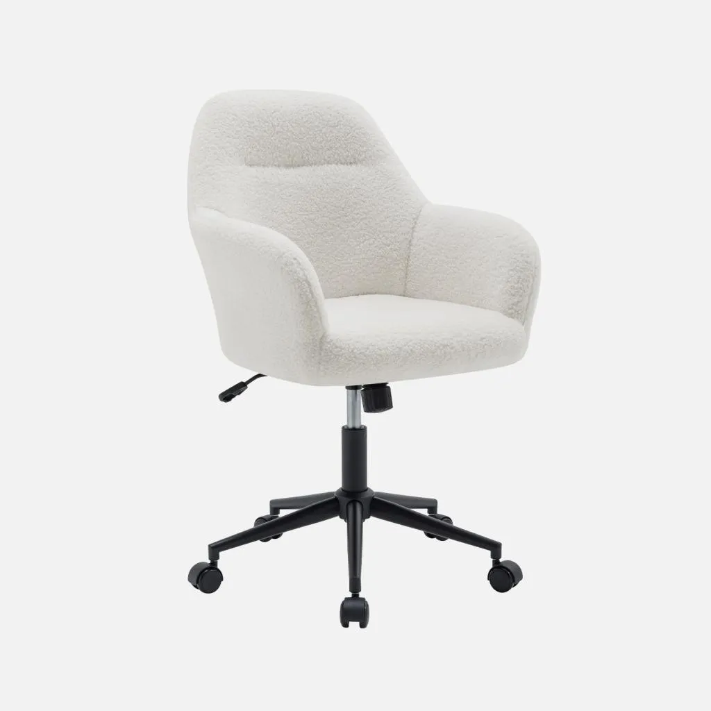 Sedia Scrivania Design Bouclé Bianco | Struttura Metallo Robusta