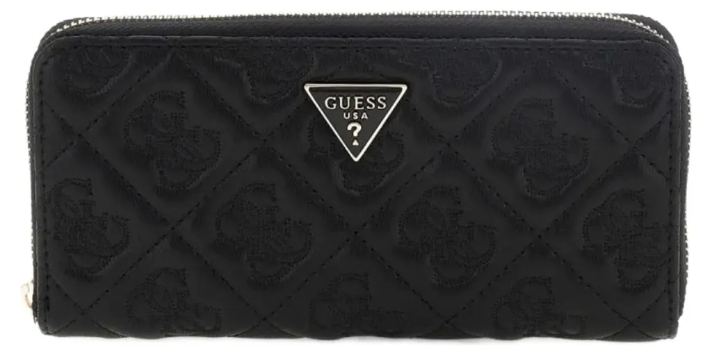 Compagnon Guess Adelasia Portefeuille pour Petit Sac à Main Noir Zip
