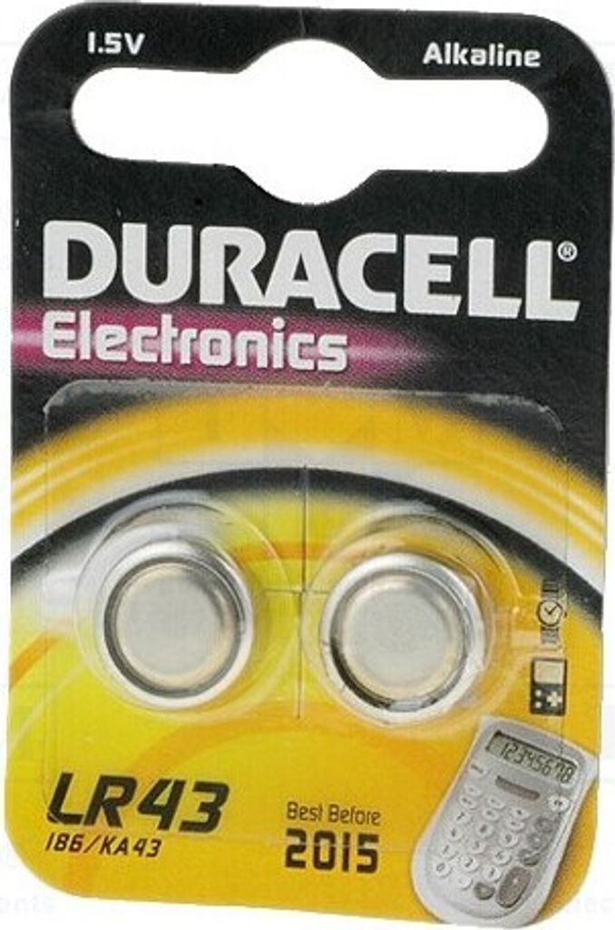 1x Batterie: alkalisch Anz.Bat: 2 LR43 Batterien LR43,R1142,Knopfzelle 1,5V