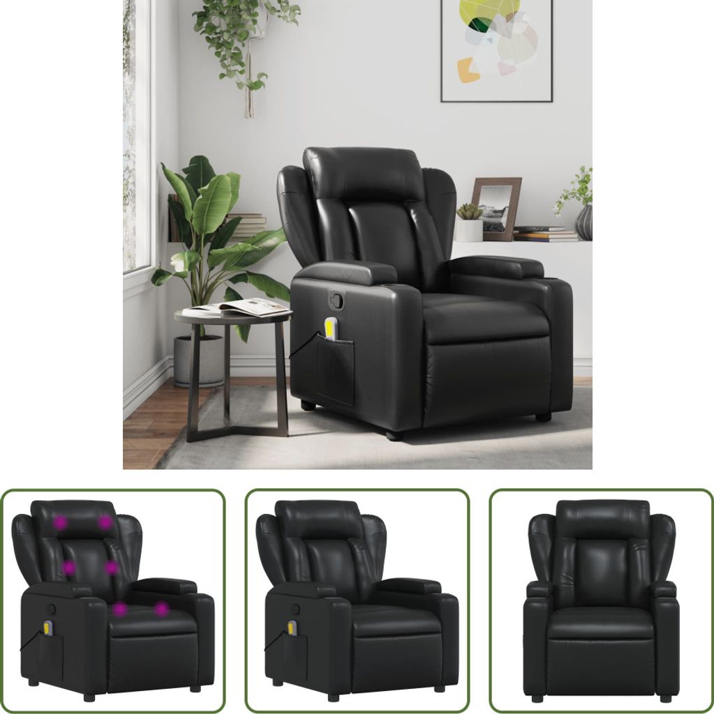 The Living Store Massagesessel Schwarz Kunstleder