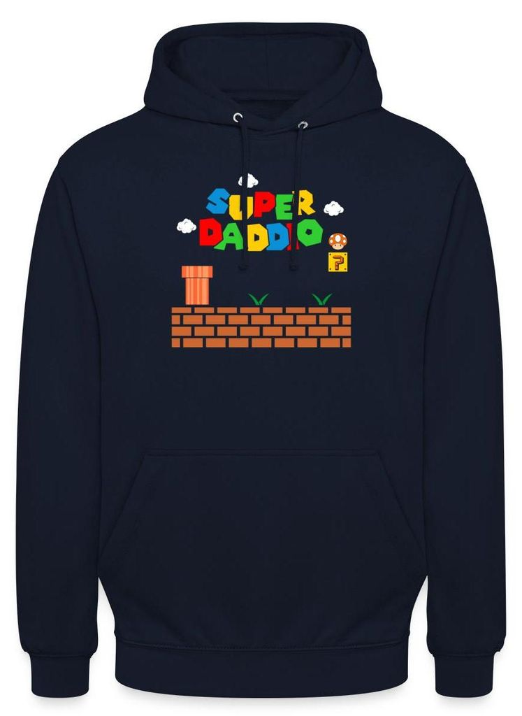 Spreadshirt Super Daddio Lustiges Vatertag Geschenk Uni Hoodie, 3XL, Navy