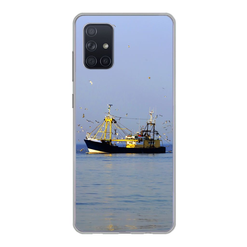 MuchoWow Handyhülle Schutzhülle Hülle für Samsung Galaxy A51 Nordsee - Fischerboot - Vogel Silikon Softcase Handy Hülle - Schutzabdeckung