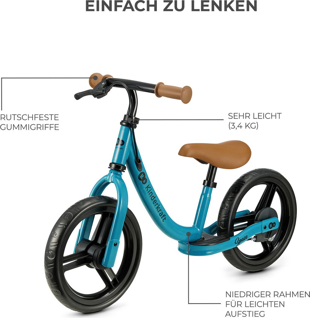 Kinderkraft SPACE Laufrad - Leicht, mit Handbremse - Produktbild 3