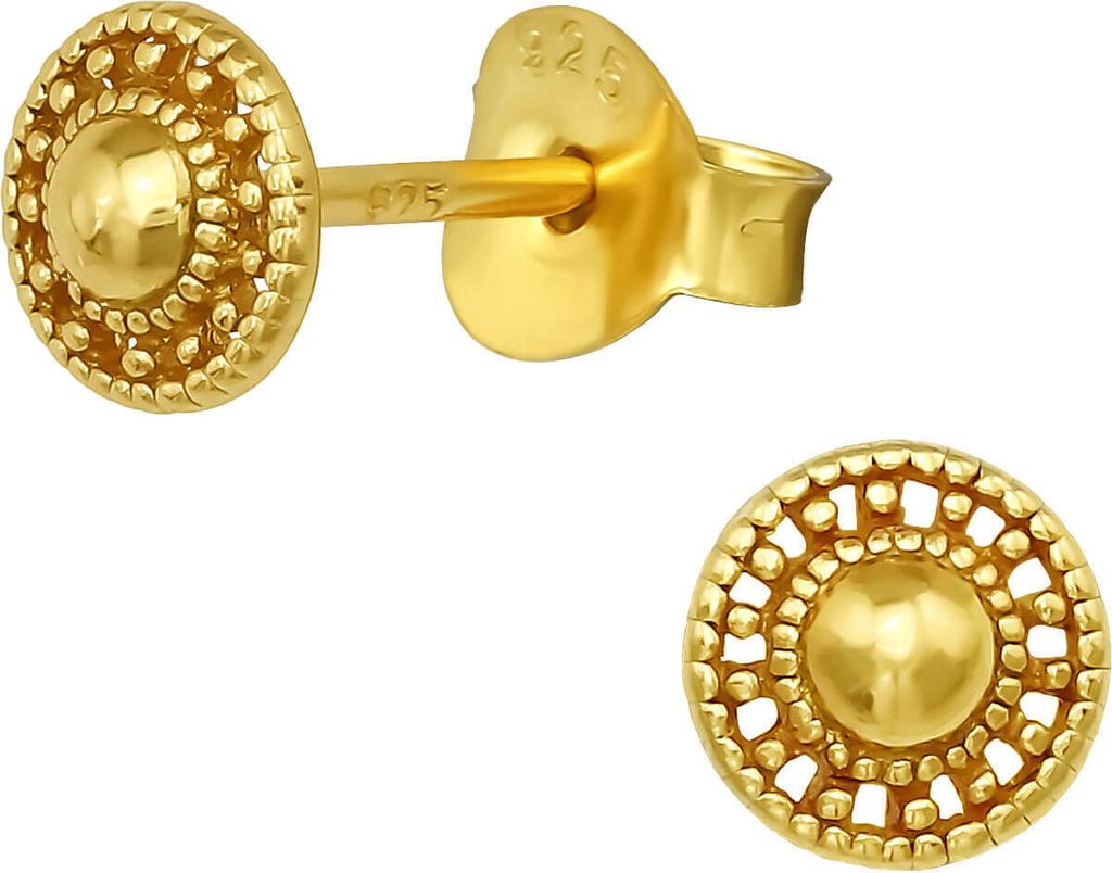 Ohrringe Ohrstecker 925 Sterling Silber vergoldet Sonne