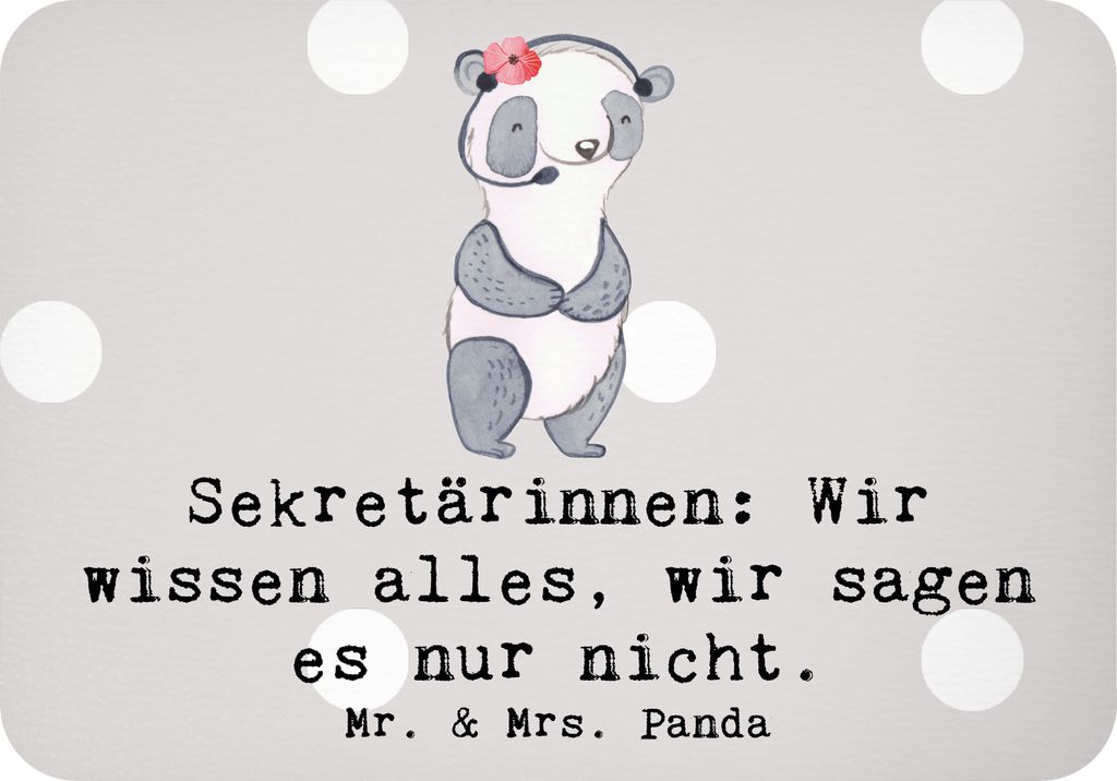 Mr. & Mrs. Panda magnet Sekretärin Geheimnisträgerin - Grau Pastell - Geschenk, zettelhalter, kreative Geschenke, Kühlschrankmagnet, Büroalltag...
