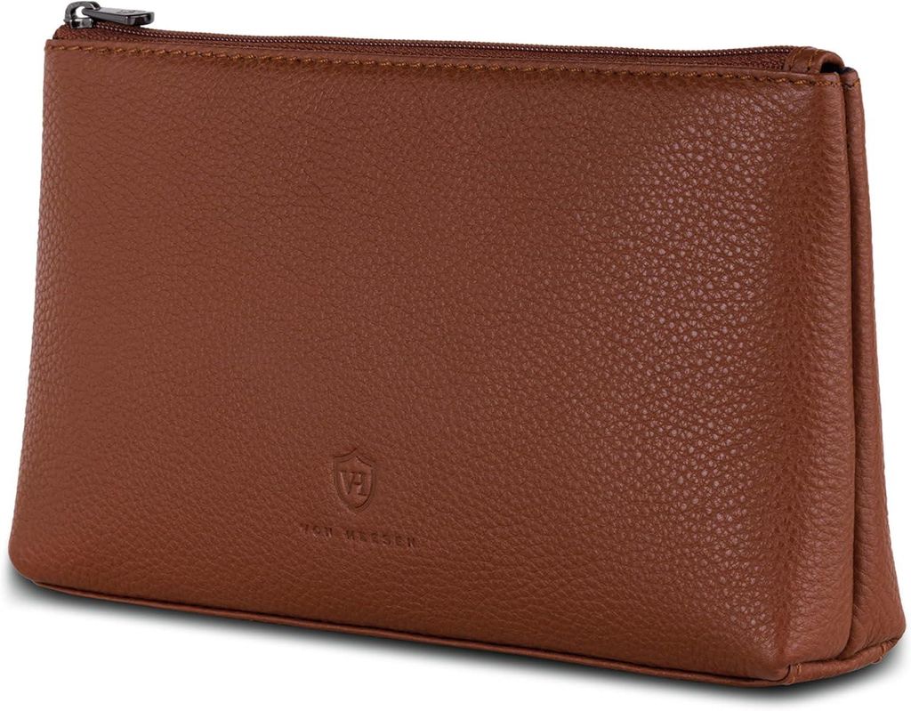 Echtleder Kosmetiktasche für Damen und Herren Kulturbeutel Waschtasche aus Nappaleder Reise Kosmetik Organizer mit Reißverschluss