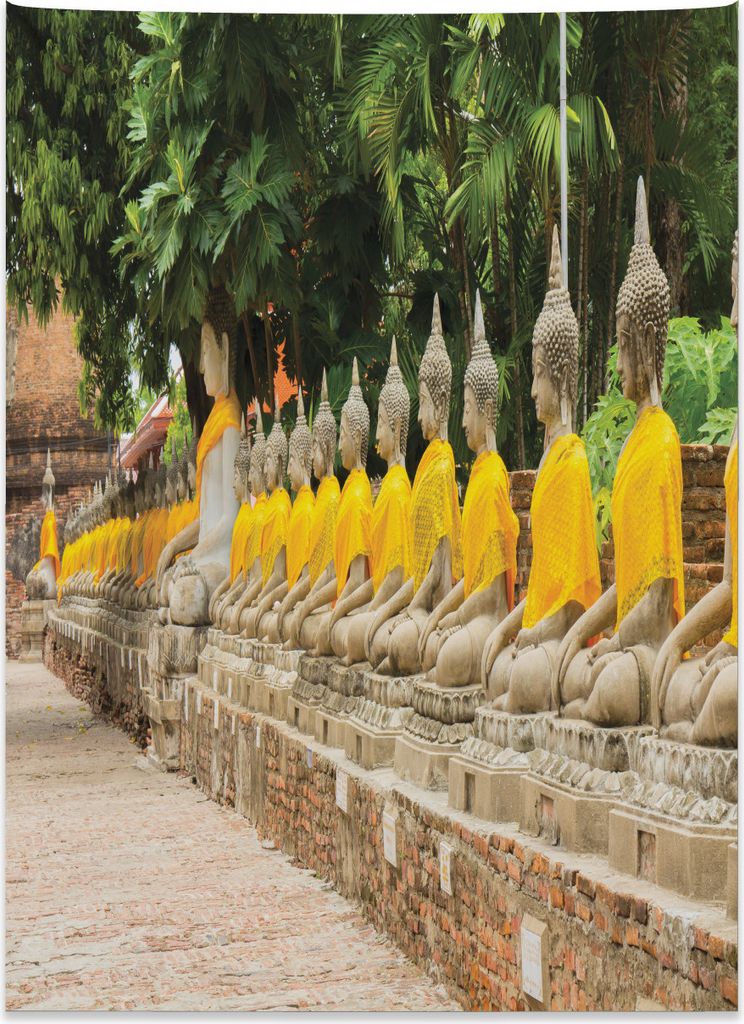 Abakuhaus thailändisch Wandteppich, Religiöse Statuen in Asien aus Weiches Mikrofaser Stoff Kein Verblassen Klare Farben Waschbar, 110 x 150 cm, ...