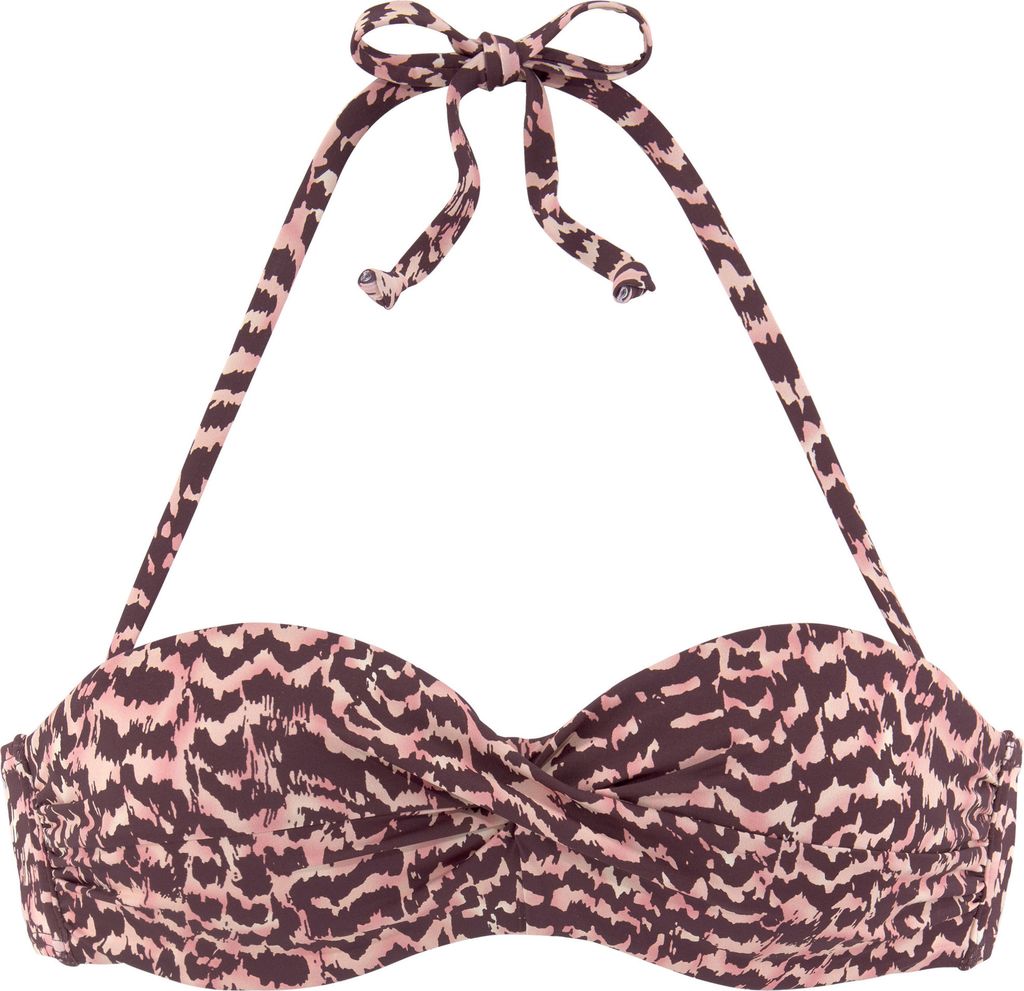 LASCANA Bügel-Bandeau-Bikini-Top bordeaux bedruckt Größe 36 Cup D