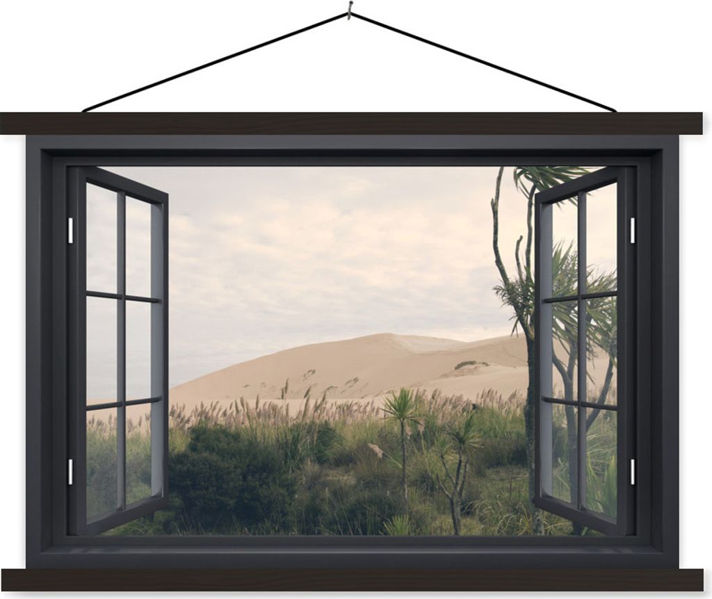 MuchoWow Textilposter Ansicht - Düne - Grün 120x80 cm mit schwarzem Rahmen - Wanddeko
