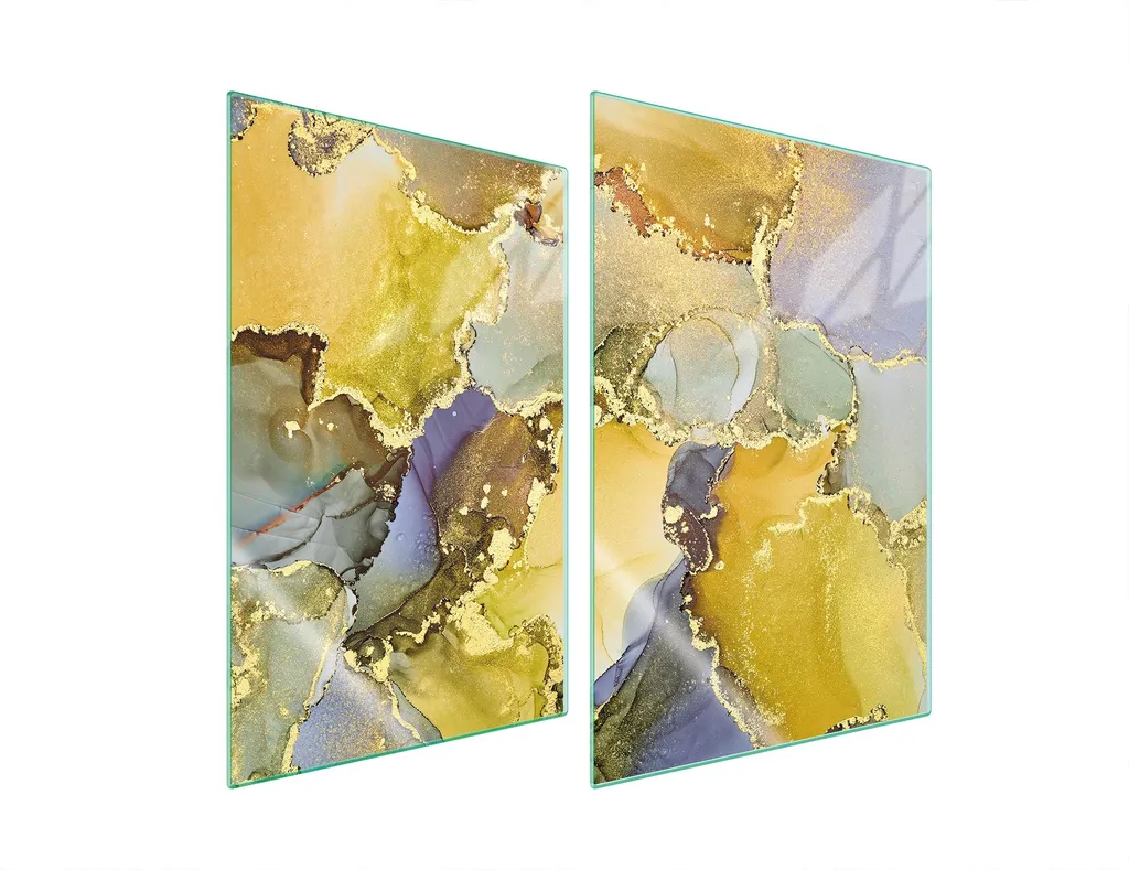 Piastre copri fornelli 2 pezzi 35x52 Copri piano cottura in ceramica tagliere in vetro marmo dorato