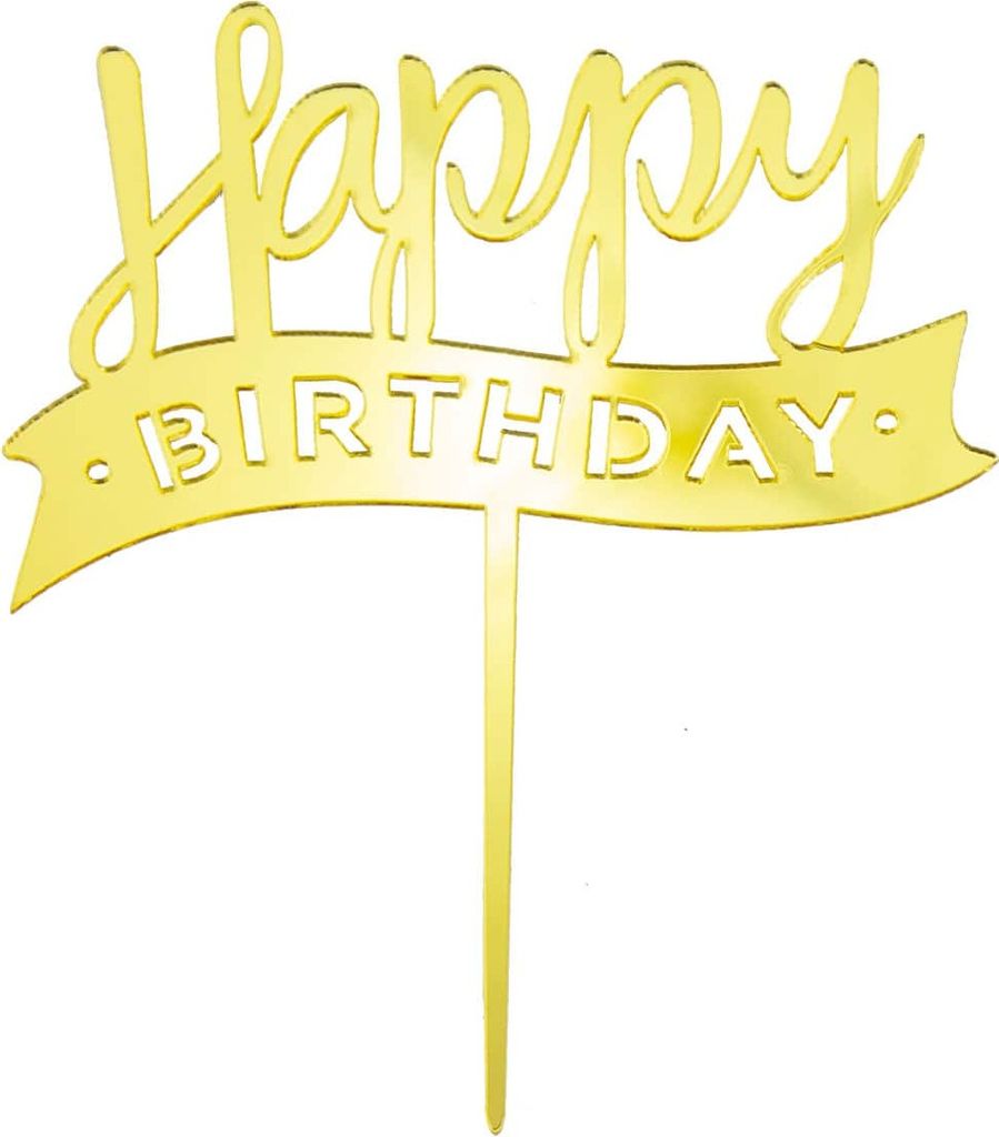 Oblique Unique Torten Topper Kuchen Muffin Cupcake Aufsatz Happy Birthday Geburtstag Jubliäum Deko - gold