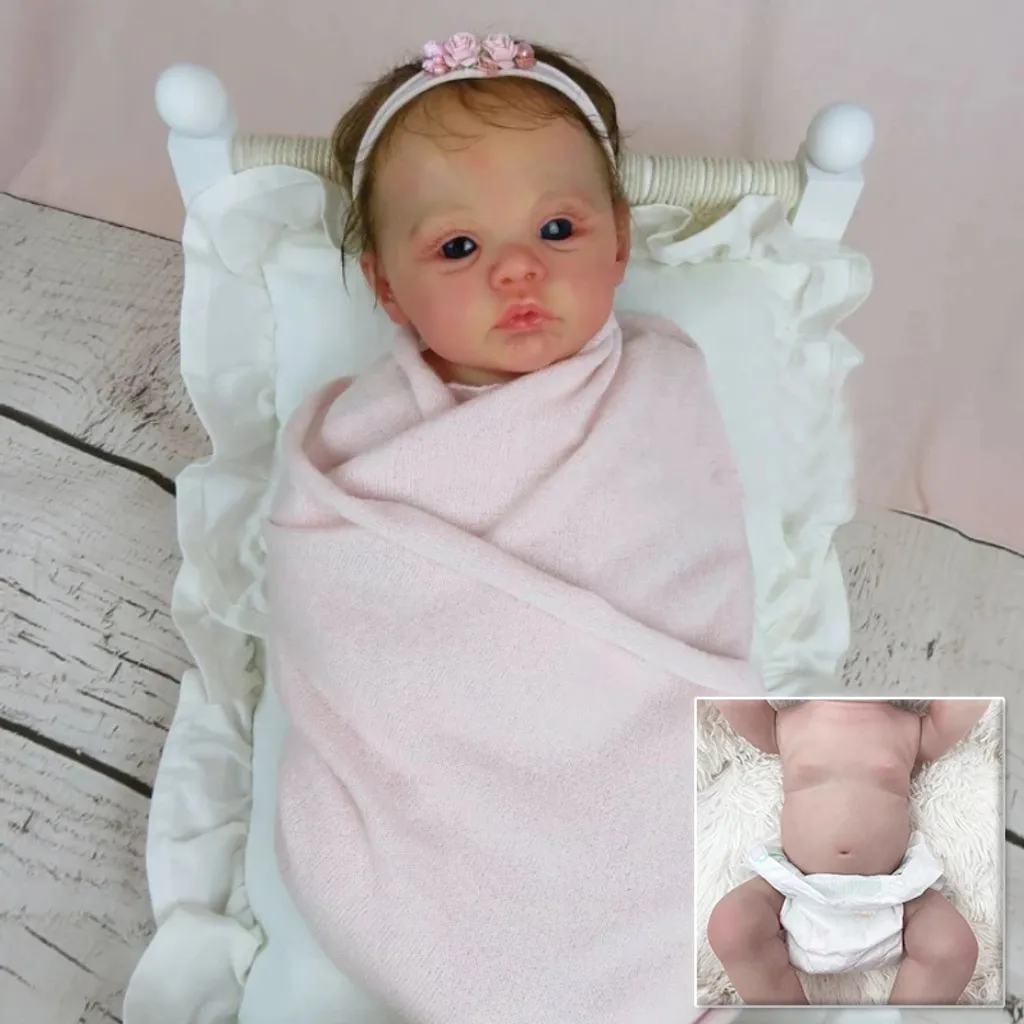 Poupée Bébé Reborn 45 cm Corps Entier Fait Main avec Veines Apparentes