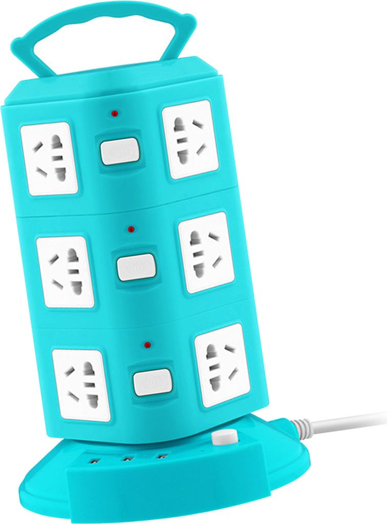 Power Strip Tower Type Multifunktionssteckdose Überlastungsschutz Tragbare Steckdose mit USB-Anschluss 220V 10A