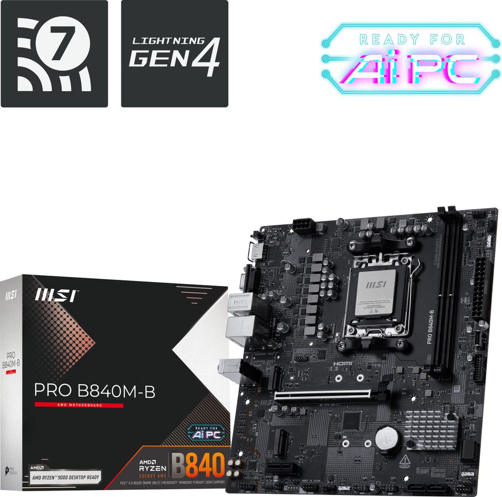 MSI PRO B840M-B Motherboard AMD B840 Sockel AM5 micro ATX