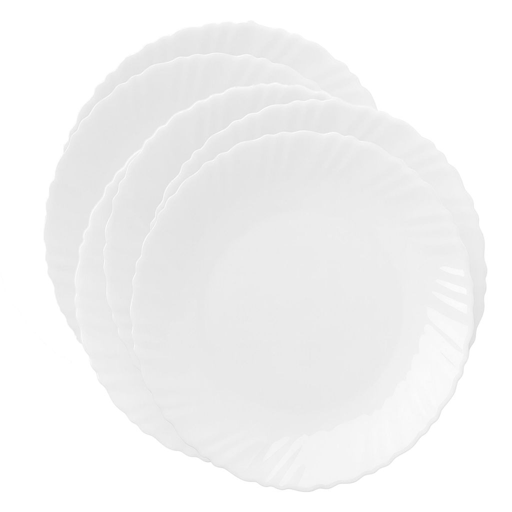 6x Essteller 23,5cm AGNES – Weiß Glas Teller Set für Hauptgerichte & Dinner