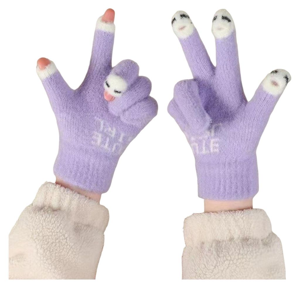 Niedliche, warme, flauschige Handschuhe für Damen und Herren – kuschelige Plüschhandschuhe für Touchscreens, lustige Winterhandschuhe zum Schr...