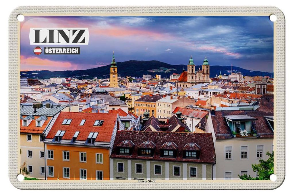 Blechschild Reise Linz Österreich Innere Stadt 18x12cm Dekoration