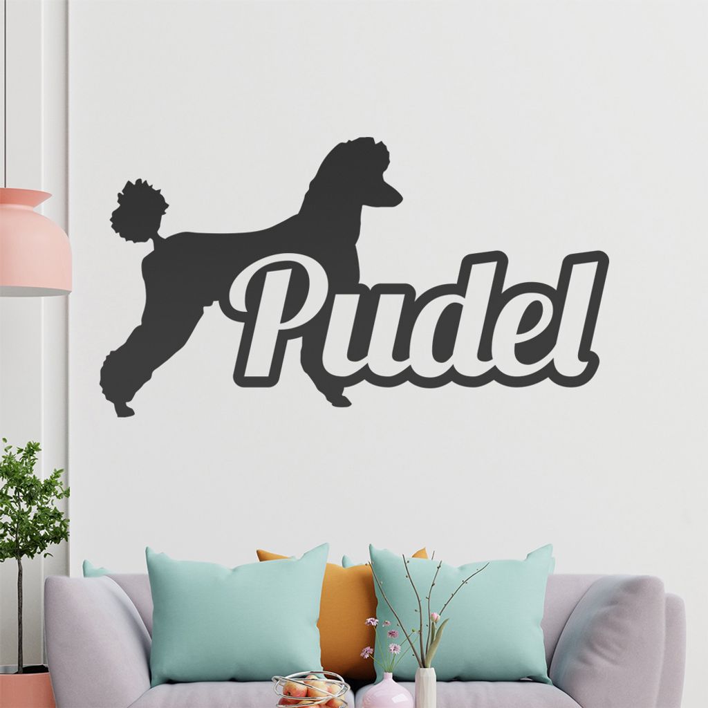 KIWISTAR Pudel mit Name Schrift Silhouette Wandtattoo in 6 Größen - Wandaufkleber Wall Sticker - Dekoration, Küche, Wohnzimmer, Schlafzimmer, Ba...