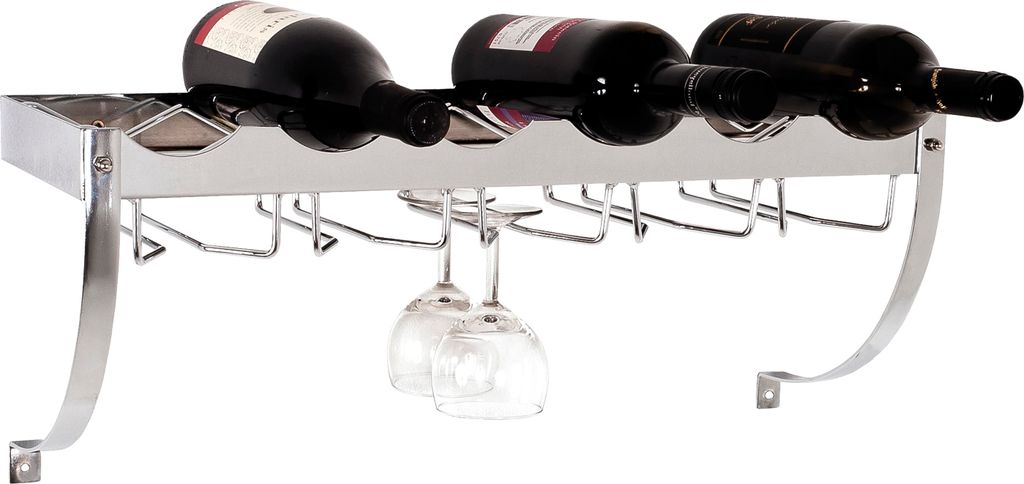 HAKU Möbel Flaschenregal Weinregal chrom - Metall, B/H/T: 58x22x18 cm