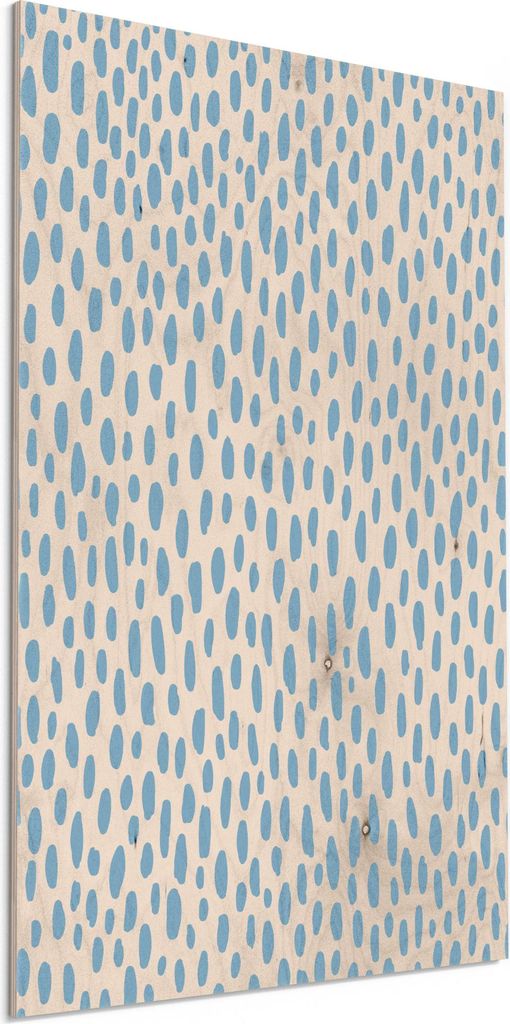 DEQORI Holzbild 40x60 cm 'Tropfentanz in Blau' Bild auf Holz Wandbild Kunstdruck