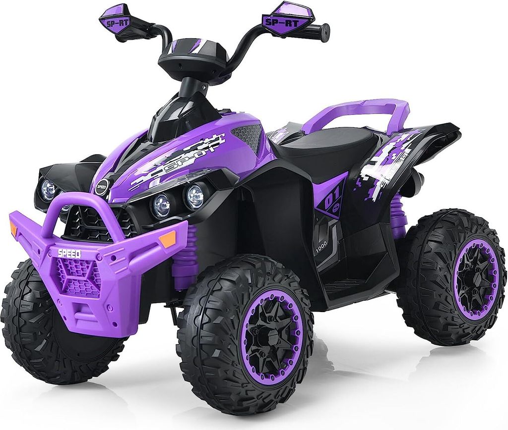 12V Elektro Quad, 2,2-4,3 km/h Kinderquad mit Musik & Licht & Ladegerät & Hupe, Kinderauto Elektrisch für Kinder ab 3 Jahre, Belastbar bis 35KG (...