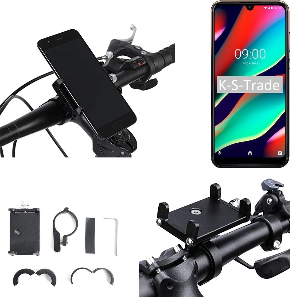 K-S-Trade Handyhalterung für das Fahrrad kompatibel mit Wiko View 3 Halter Lenkstange Fahrradhalterung Motorrad Bike Mount Befestigung Smartphone