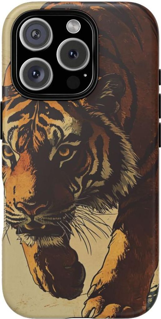 Vintage-Tiger-Illustration – Hülle Kompatibel mit iPhone 16 Pro