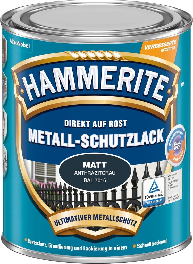 Hammerite Metall-Schutzlack Matt, Fertig gemischt, Zaun, Produktbild 