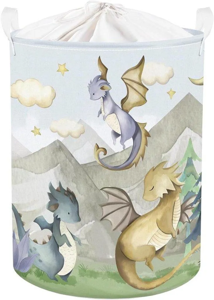 Panier à linge 45 L pliable motif Montagne - Toile coton chambre enfant