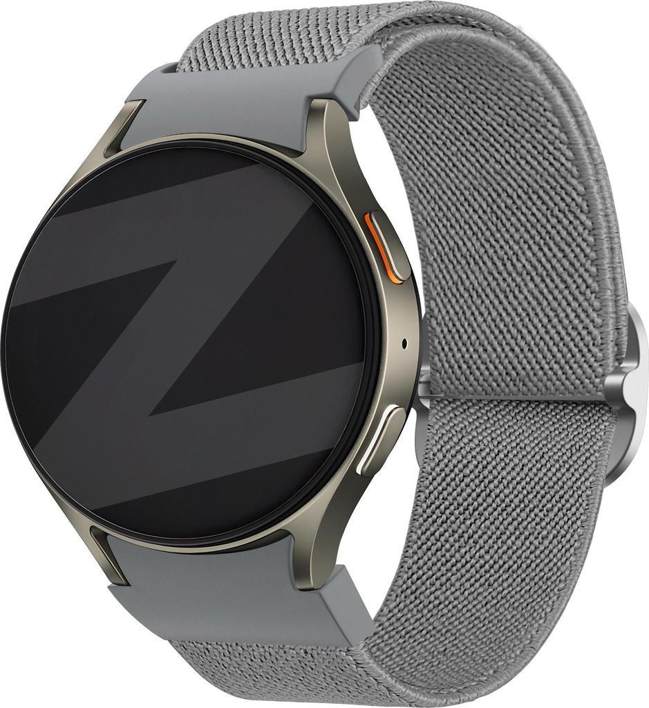 Elastisches Nylonarmband für Galaxy Watch 4-7 Series 40mm (Grau) – Strap-It Ersatz Armband mit Klemmverschluss, atmungsaktiv & kompatibel mit Sa...