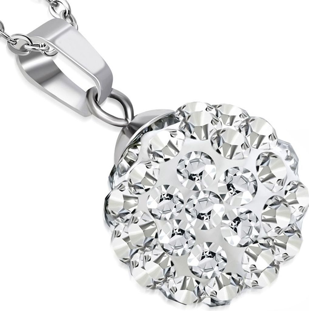 Damen Halskette Shamballa Anhänger Zirkonia Kristalle Produktbild 