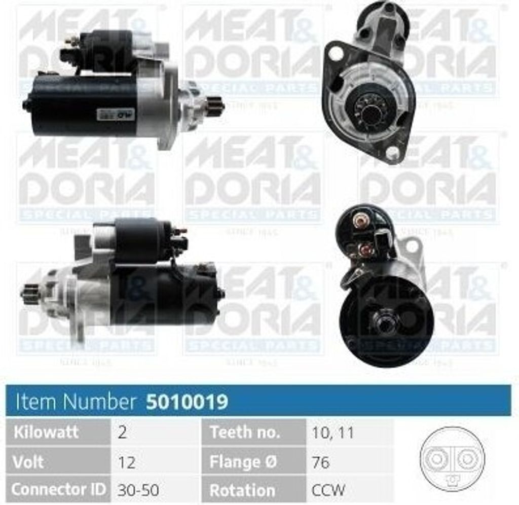 MEAT & DORIA 5010019 Starter Anlasser 2kW für VW Golf IV Schrägheck (1J1) 12V