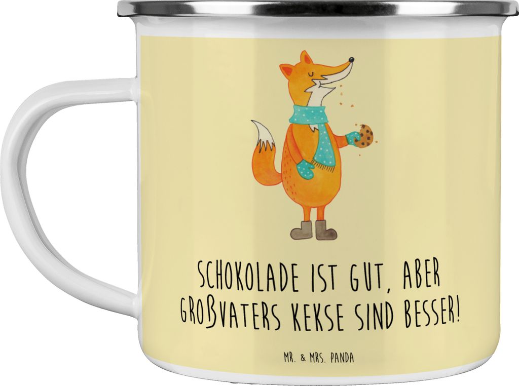 Mr. & Mrs. Panda Haferl Großvaters Kekse - Gelb Pastell - Geschenk, Großvater, Campingtasse, Reisebecher, Süßigkeiten, Teetasse, Blechtasse, Fa...