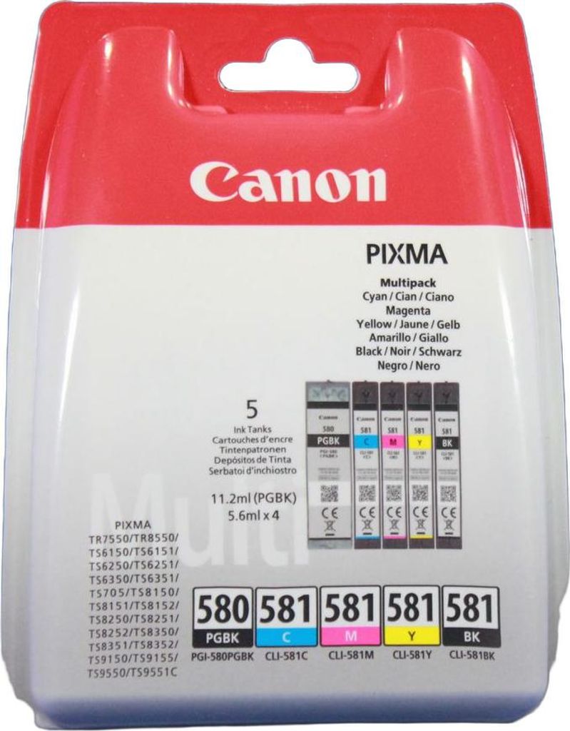Canon PGI-580 Tintenpatrone 2078C006, Pigment Black/CMYK Produktbild 
