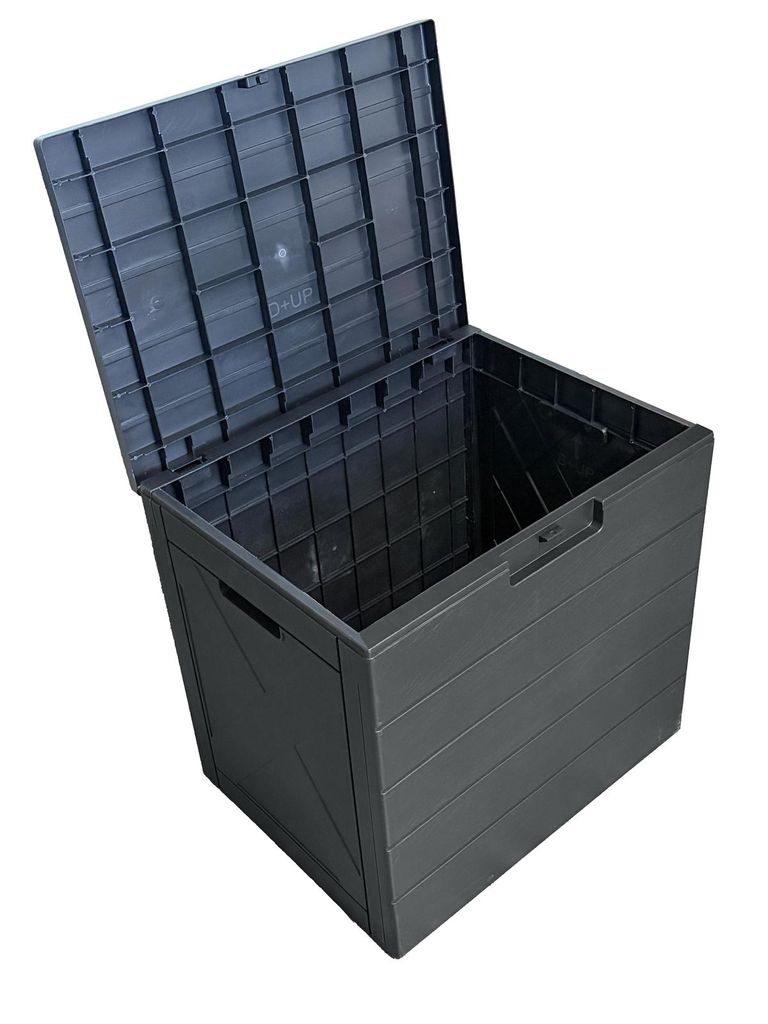 Bello Giardino | Kleine Gartenkiste - Schwarz - 118 L - Wetterfest - Rattanbank