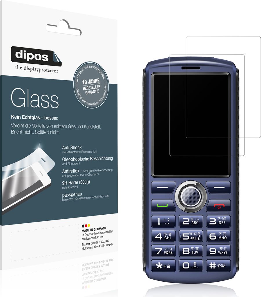 2x Schutzfolie für Cellecor D4 Plus matt - Anti-Shock 9H Folie dipos Glass Kunststoffglas