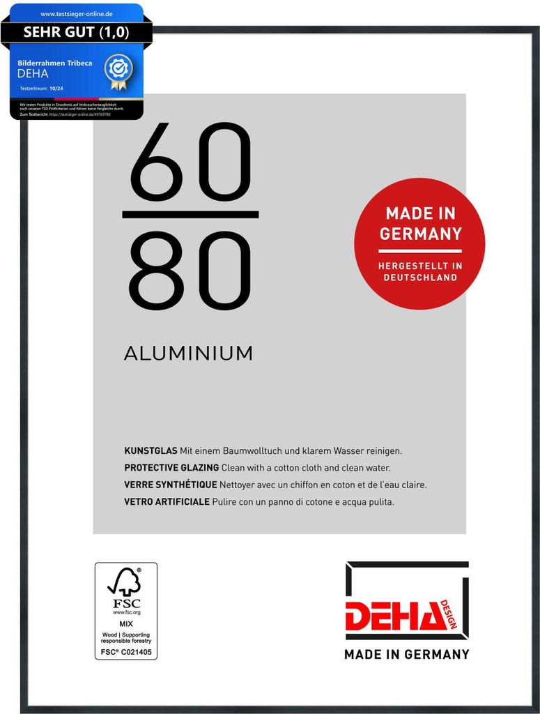 DEHA Design Aluminium Bilderrahmen Tribeca, 60x80 cm, Produktbild 