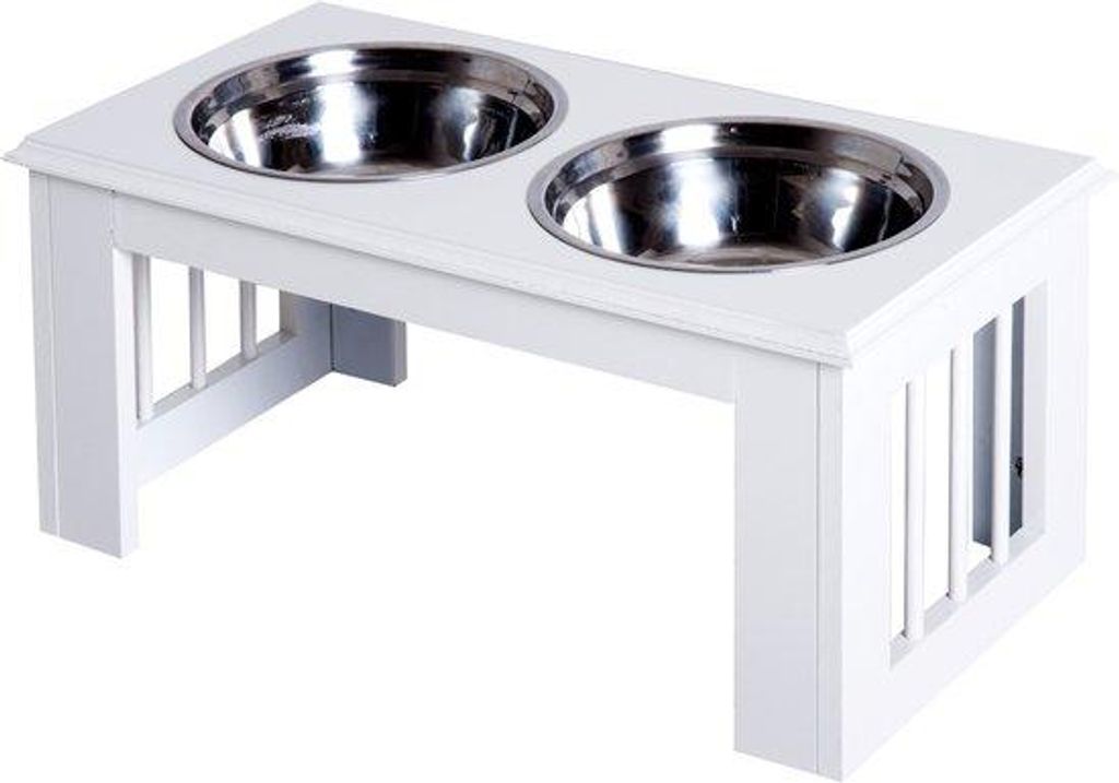 Hundefutterbox, antislip, 58,4 x 30,5 x 25,4 cm, weiß, 2 l pro Futterbox