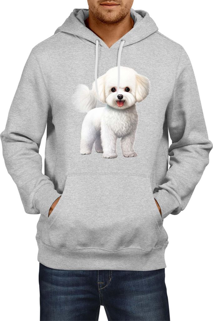 Herren Kapuzenpullover Dogs Breeds Bichon Frise Dog Breed 005, Man S / Grau